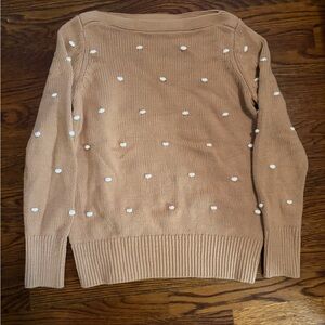 LOFT Tan Sweater with White Dots